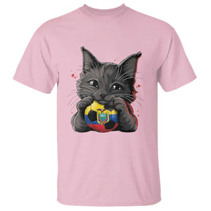 Ecuador Black Cat Soccer Game Day T Shirt Cat Lover Gift TS12 Light Pink Print Your Wear