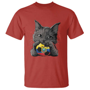 Ecuador Black Cat Soccer Game Day T Shirt Cat Lover Gift TS12 Red Print Your Wear