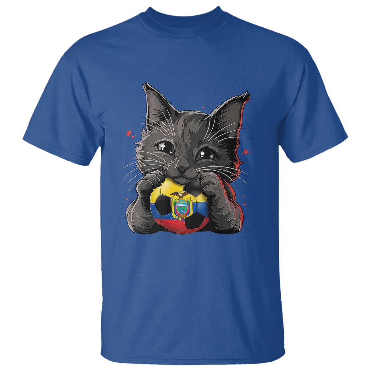 Ecuador Black Cat Soccer Game Day T Shirt Cat Lover Gift TS12 Royal Blue Print Your Wear