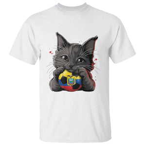 Ecuador Black Cat Soccer Game Day T Shirt Cat Lover Gift TS12 White Print Your Wear