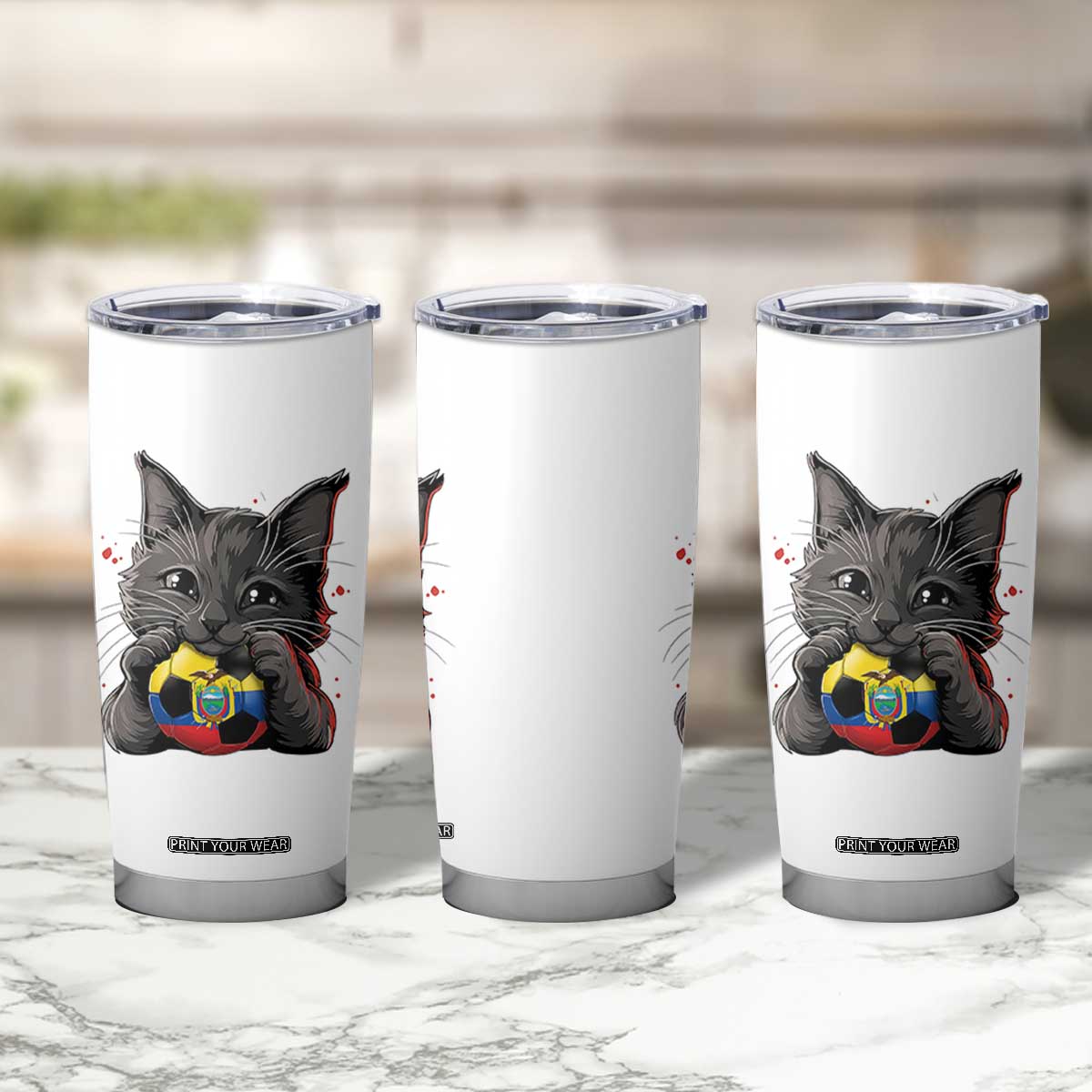 Ecuador Black Cat Soccer Game Day Tumbler Cup Cat Lover Gift TS12 Print Your Wear