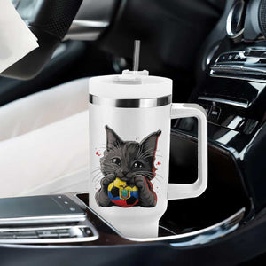 Ecuador Black Cat Soccer Game Day Tumbler With Handle Cat Lover Gift TS12 Print Your Wear