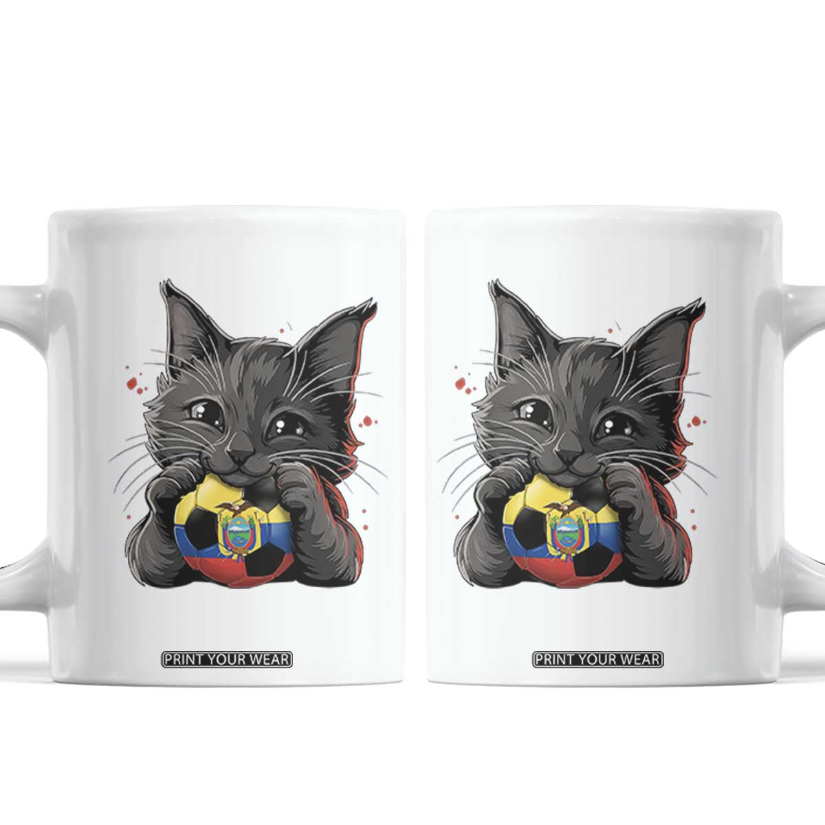 Ecuador Black Cat Soccer Game Day Coffee Mug Cat Lover Gift TS12 White Print Your Wear