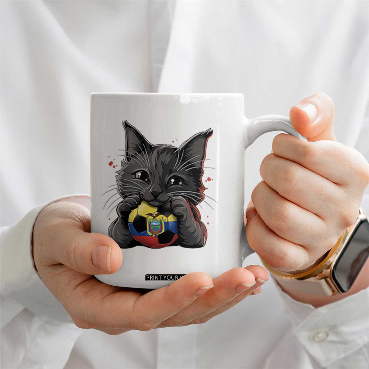 Ecuador Black Cat Soccer Game Day Coffee Mug Cat Lover Gift TS12 Print Your Wear
