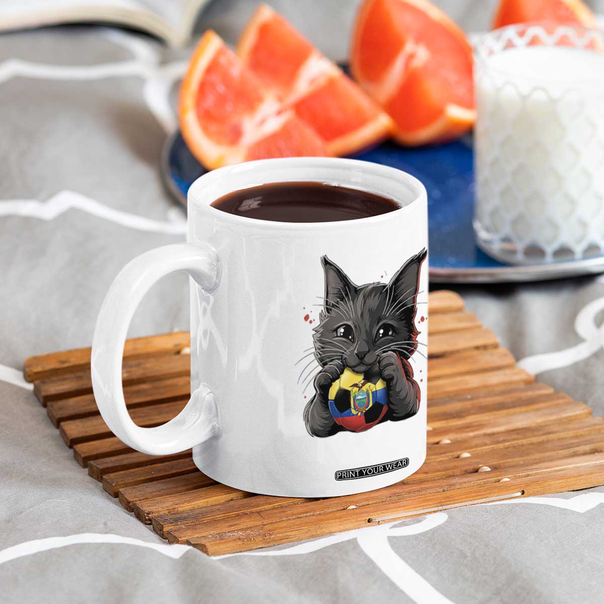 Ecuador Black Cat Soccer Game Day Coffee Mug Cat Lover Gift TS12 Print Your Wear