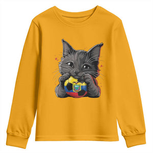 Ecuador Black Cat Soccer Game Day Youth Sweatshirt Cat Lover Gift TS12 Gold Print Your Wear