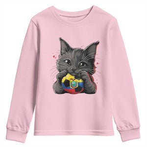 Ecuador Black Cat Soccer Game Day Youth Sweatshirt Cat Lover Gift TS12 Light Pink Print Your Wear