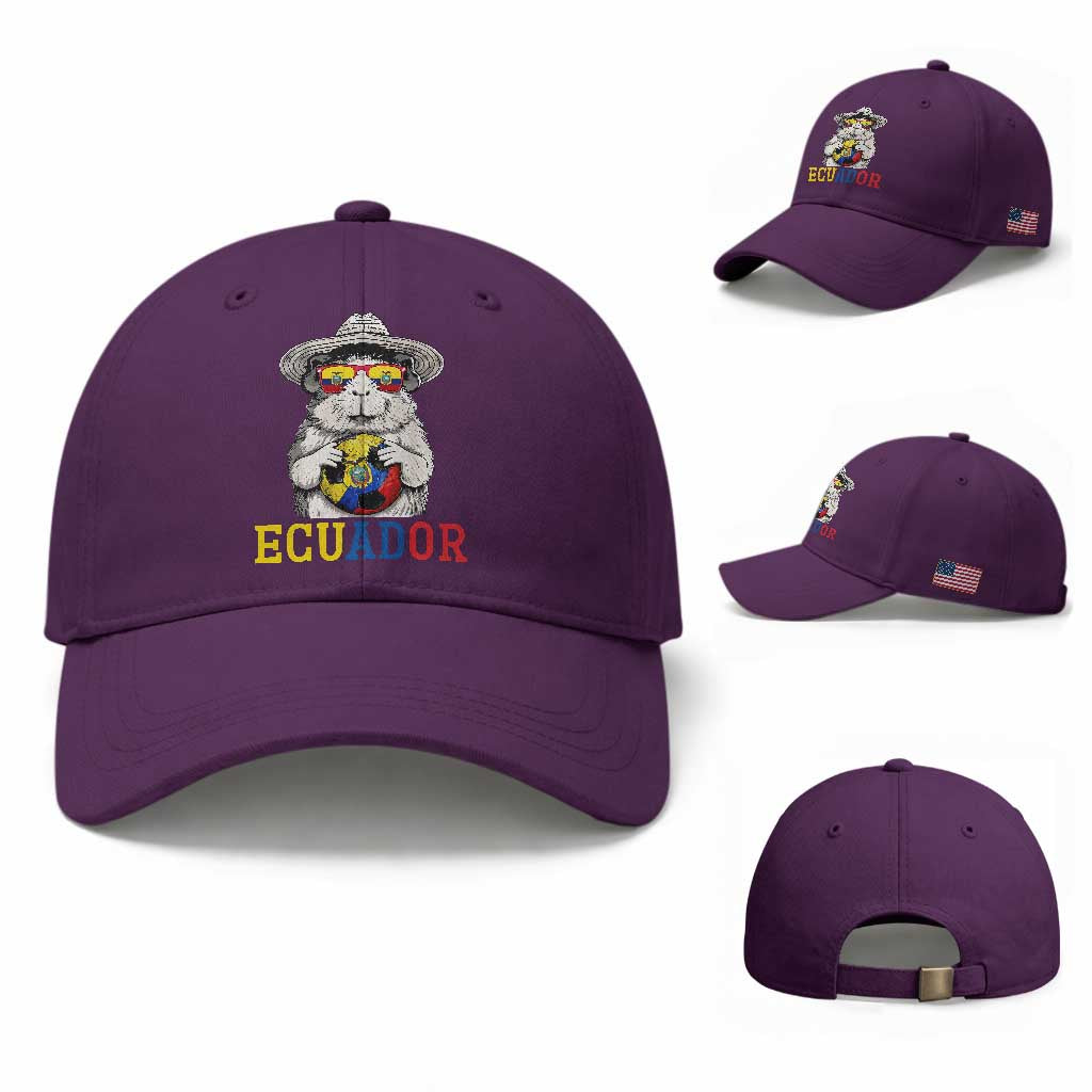 Funny Ecuador Guinea Pig Soccer Fan Baseball Cap Cavy Lover Gift TS12 Baseball Cap Universal Fit Purple Print Your Wear