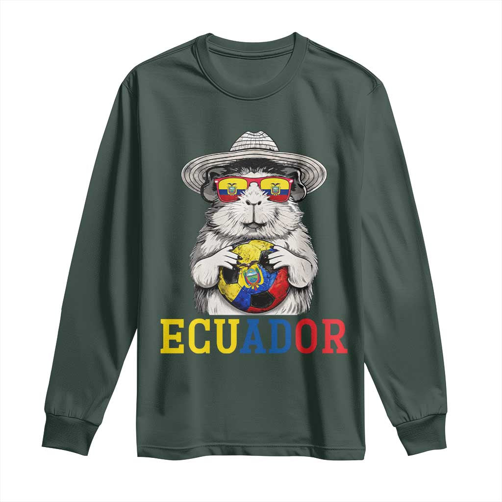Funny Ecuador Guinea Pig Soccer Fan Long Sleeve Shirt Cavy Lover Gift TS12 Dark Forest Green Print Your Wear