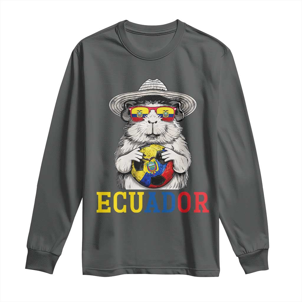 Funny Ecuador Guinea Pig Soccer Fan Long Sleeve Shirt Cavy Lover Gift TS12 Dark Heather Print Your Wear