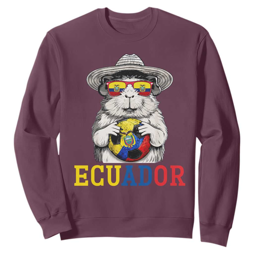 Funny Ecuador Guinea Pig Soccer Fan Sweatshirt Cavy Lover Gift TS12 Maroon Print Your Wear