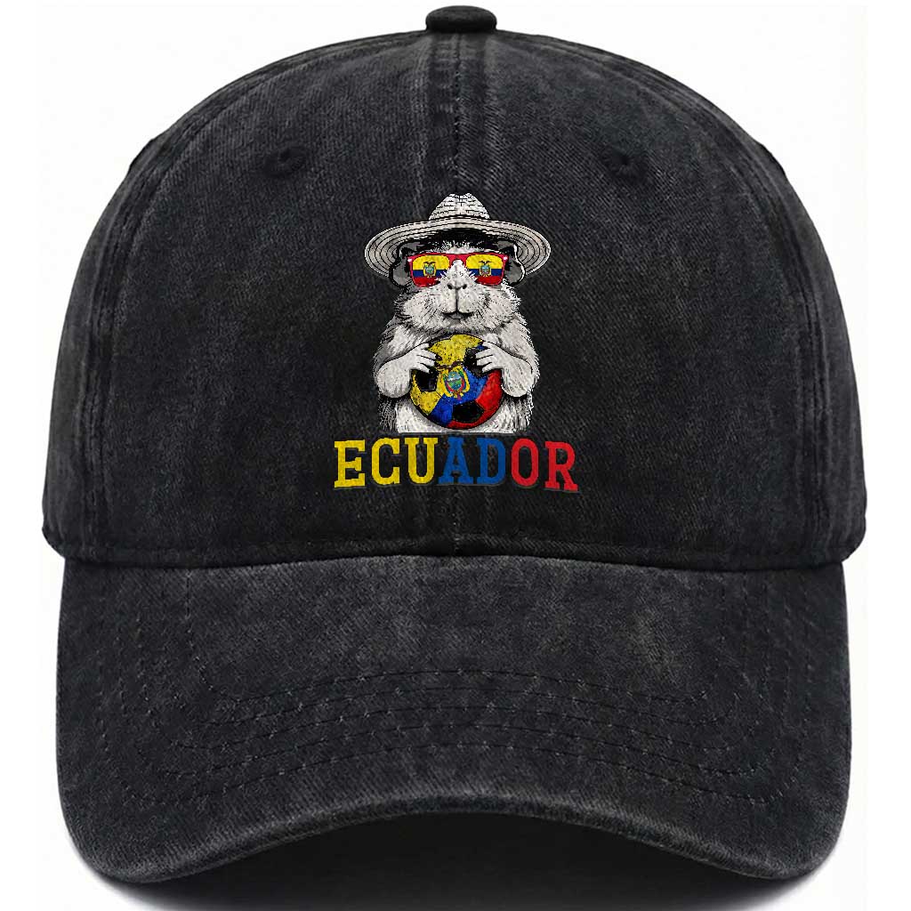 Funny Ecuador Guinea Pig Soccer Fan Washed Cotton Baseball Cap Cavy Lover Gift TS12 Print Your Wear