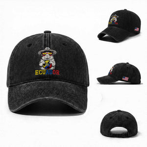 Funny Ecuador Guinea Pig Soccer Fan Washed Cotton Baseball Cap Cavy Lover Gift TS12 Washed Cap Universal Fit Black Print Your Wear