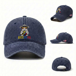 Funny Ecuador Guinea Pig Soccer Fan Washed Cotton Baseball Cap Cavy Lover Gift TS12 Washed Cap Universal Fit Navy Print Your Wear