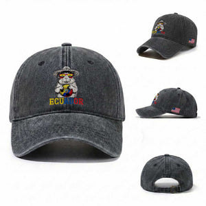 Funny Ecuador Guinea Pig Soccer Fan Washed Cotton Baseball Cap Cavy Lover Gift TS12 Washed Cap Universal Fit Dark Gray Print Your Wear