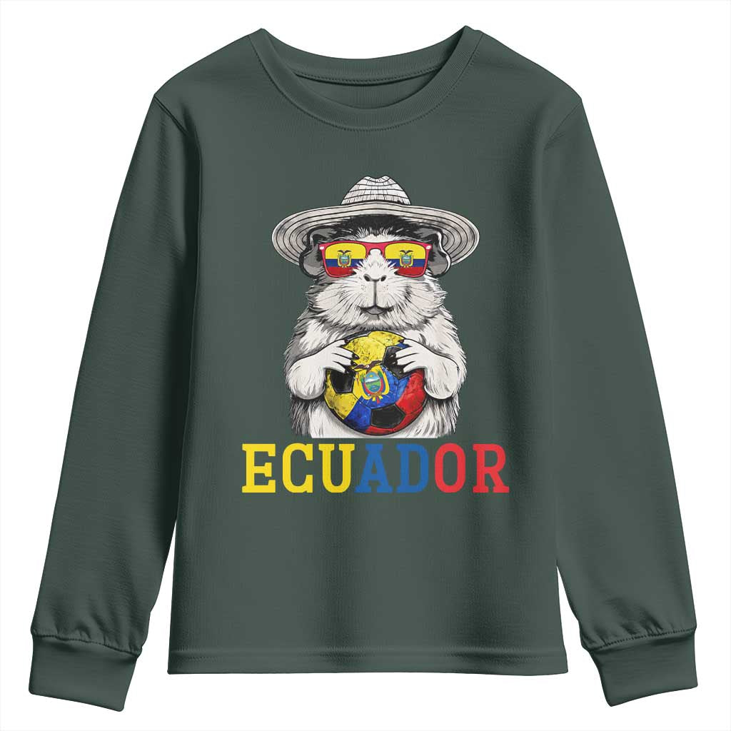 Funny Ecuador Guinea Pig Soccer Fan Youth Sweatshirt Cavy Lover Gift TS12 Dark Forest Green Print Your Wear