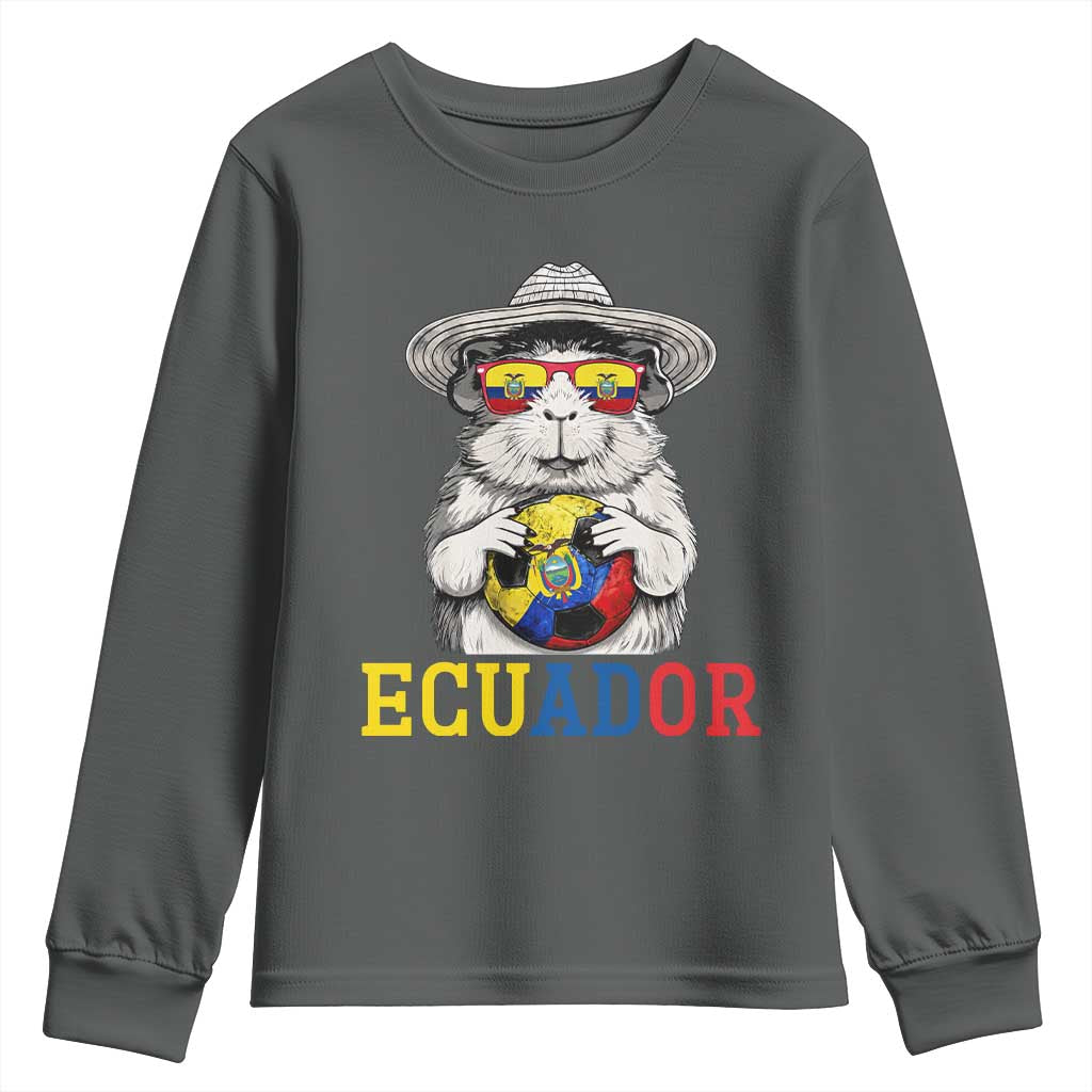 Funny Ecuador Guinea Pig Soccer Fan Youth Sweatshirt Cavy Lover Gift TS12 Dark Heather Print Your Wear