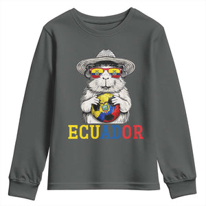 Funny Ecuador Guinea Pig Soccer Fan Youth Sweatshirt Cavy Lover Gift TS12 Dark Heather Print Your Wear