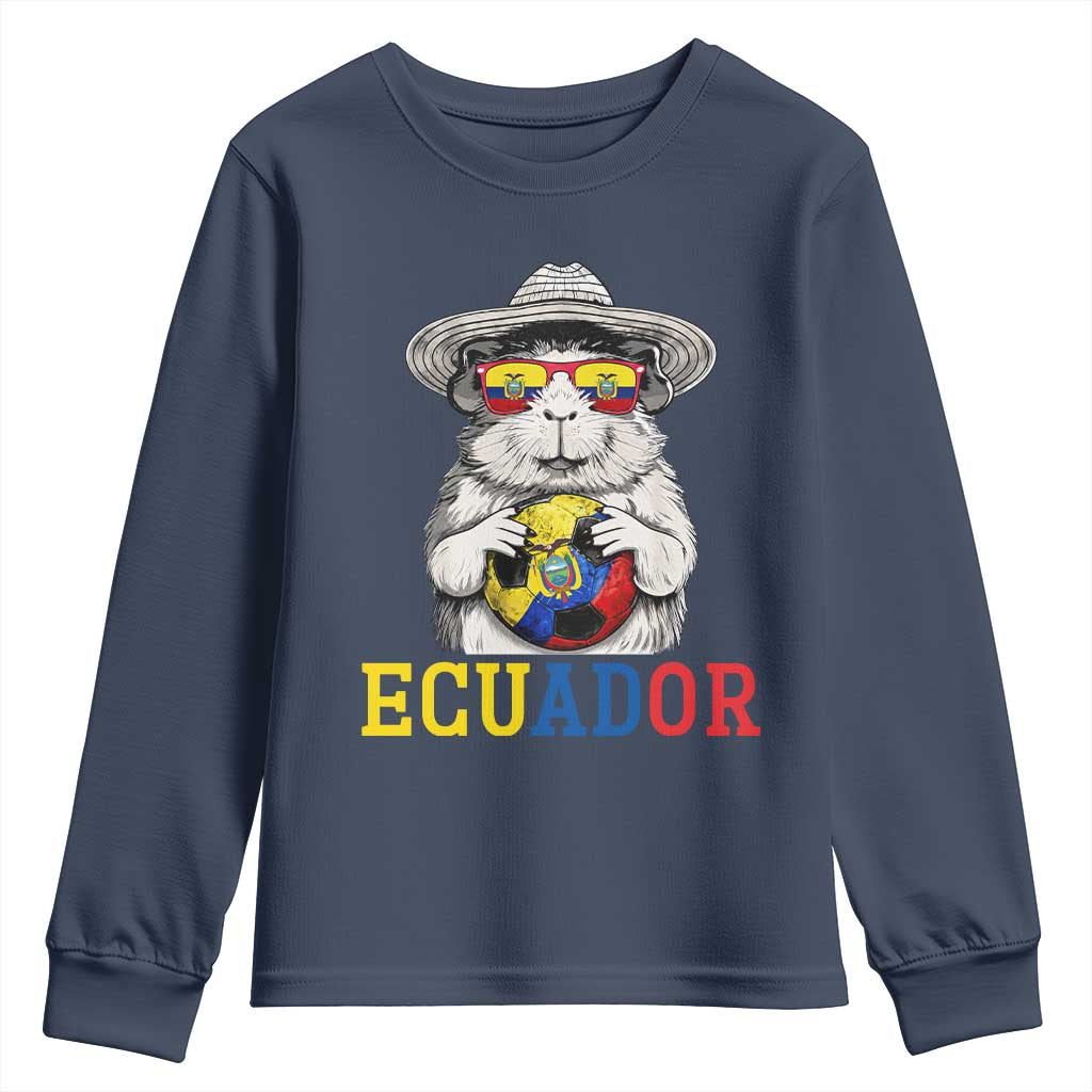 Funny Ecuador Guinea Pig Soccer Fan Youth Sweatshirt Cavy Lover Gift TS12 Navy Print Your Wear