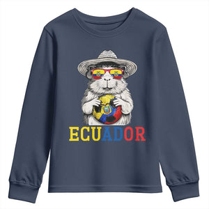 Funny Ecuador Guinea Pig Soccer Fan Youth Sweatshirt Cavy Lover Gift TS12 Navy Print Your Wear