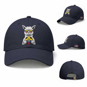 Funny Ecuador Alpaca Soccer Lover Baseball Cap South American Pride Gift TS12 Baseball Cap Universal Fit Navy Print Your Wear