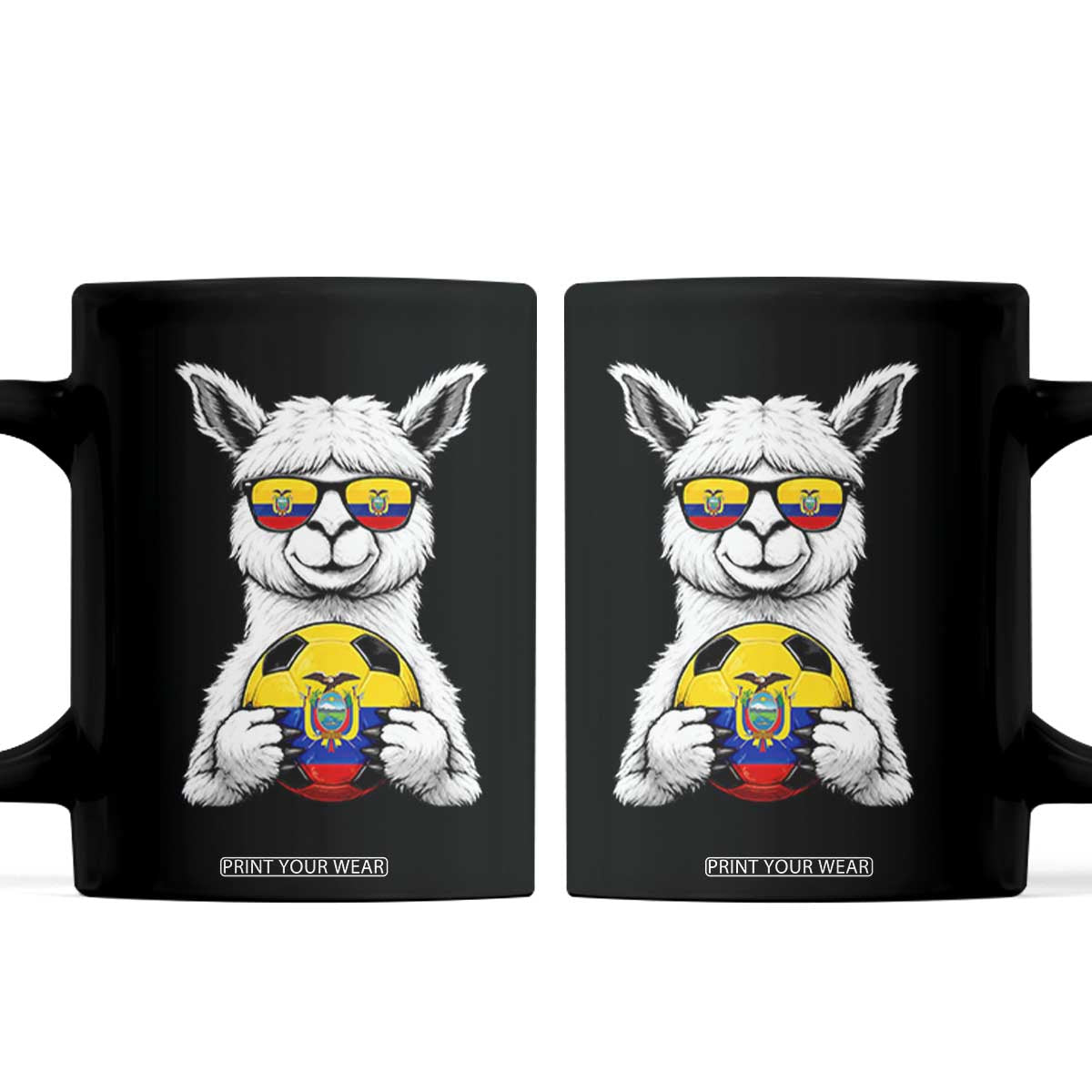 Funny Ecuador Alpaca Soccer Lover Coffee Mug South American Pride Gift TS12 Black Print Your Wear