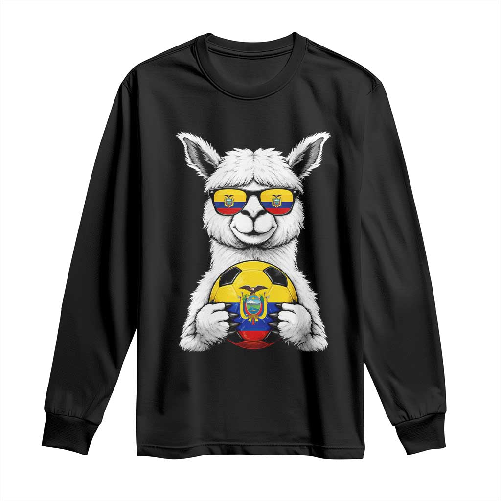 Funny Ecuador Alpaca Soccer Lover Long Sleeve Shirt South American Pride Gift TS12 Black Print Your Wear