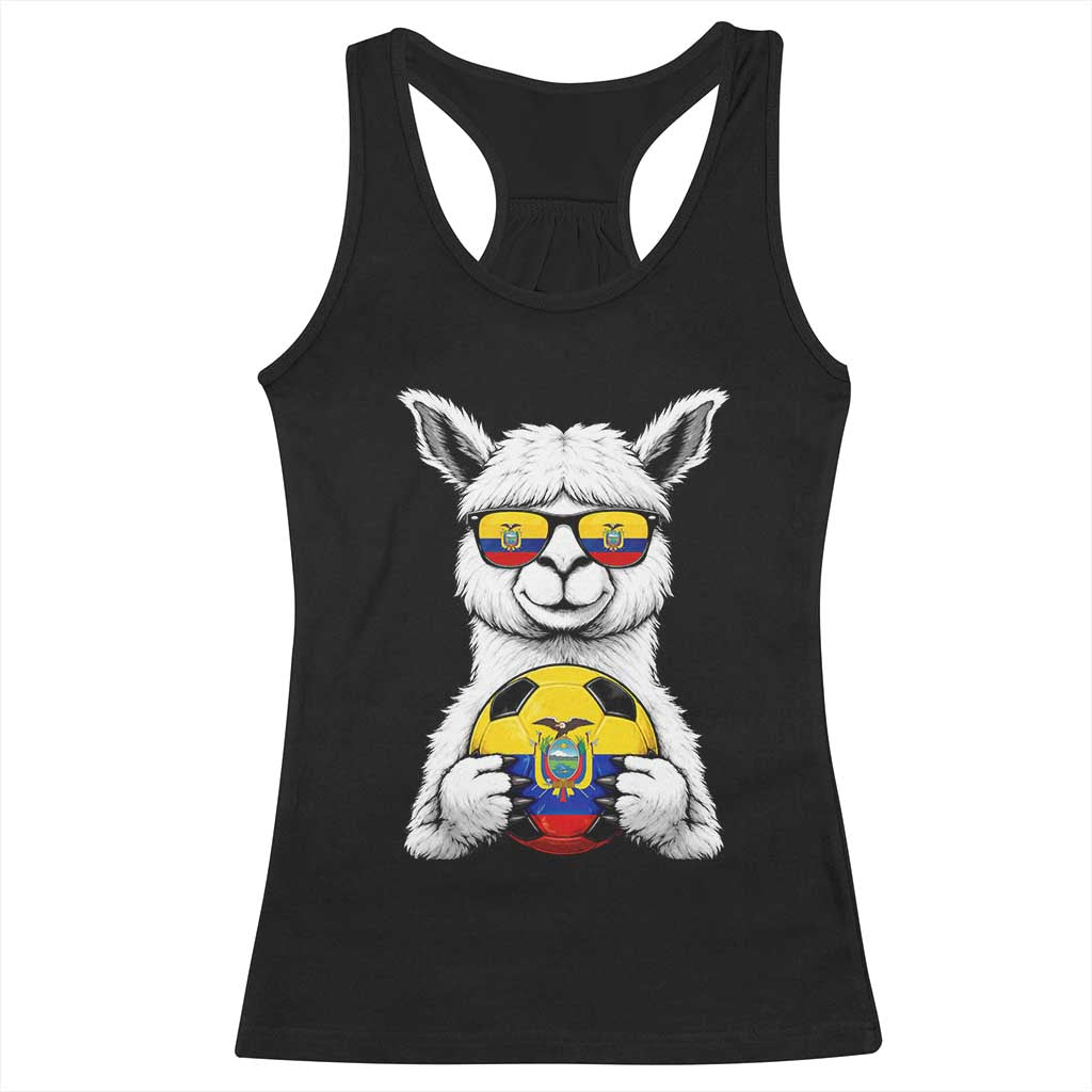 Funny Ecuador Alpaca Soccer Lover Racerback Tank Top South American Pride Gift TS12 Black Print Your Wear