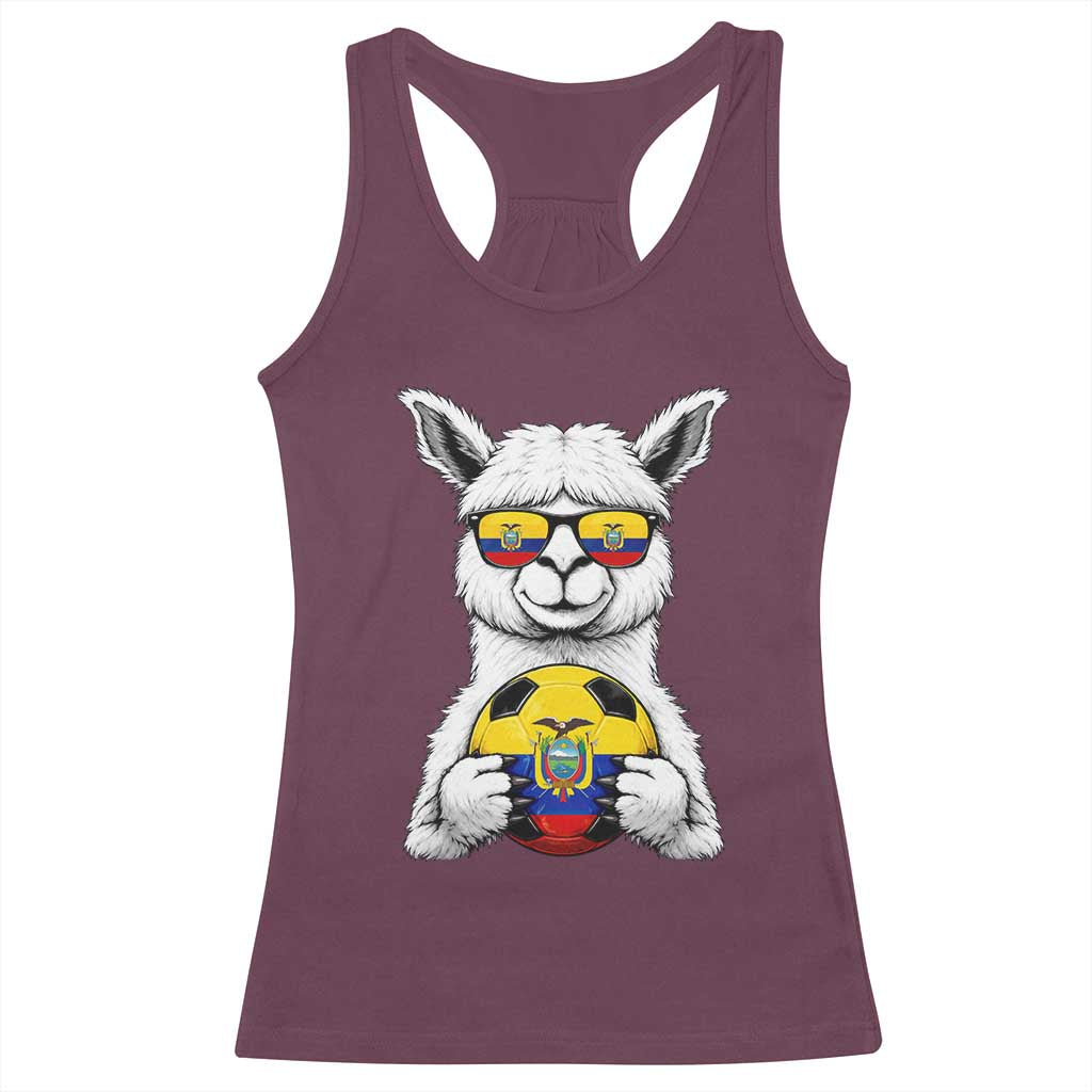 Funny Ecuador Alpaca Soccer Lover Racerback Tank Top South American Pride Gift TS12 Maroon Print Your Wear