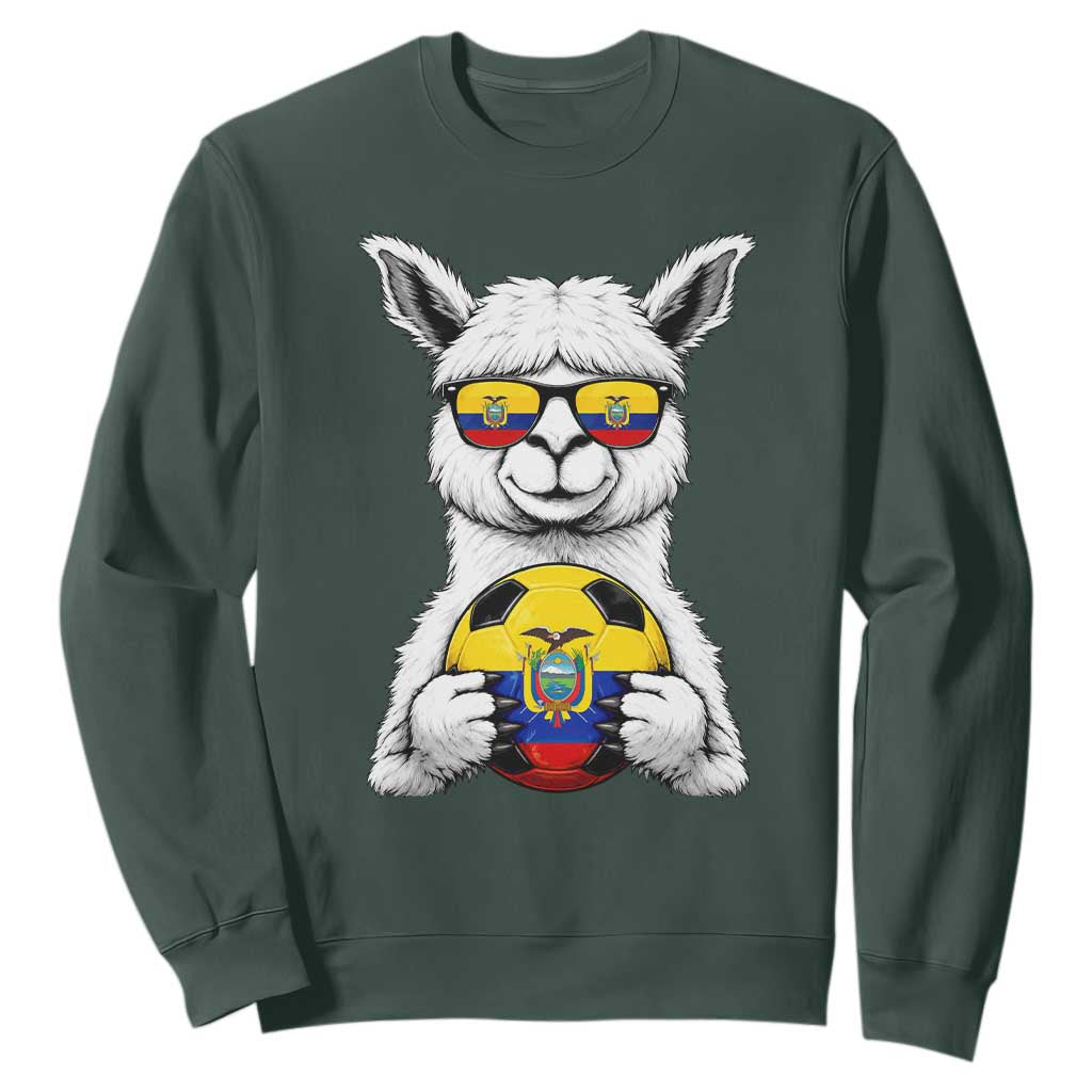 Funny Ecuador Alpaca Soccer Lover Sweatshirt South American Pride Gift TS12 Dark Forest Green Print Your Wear