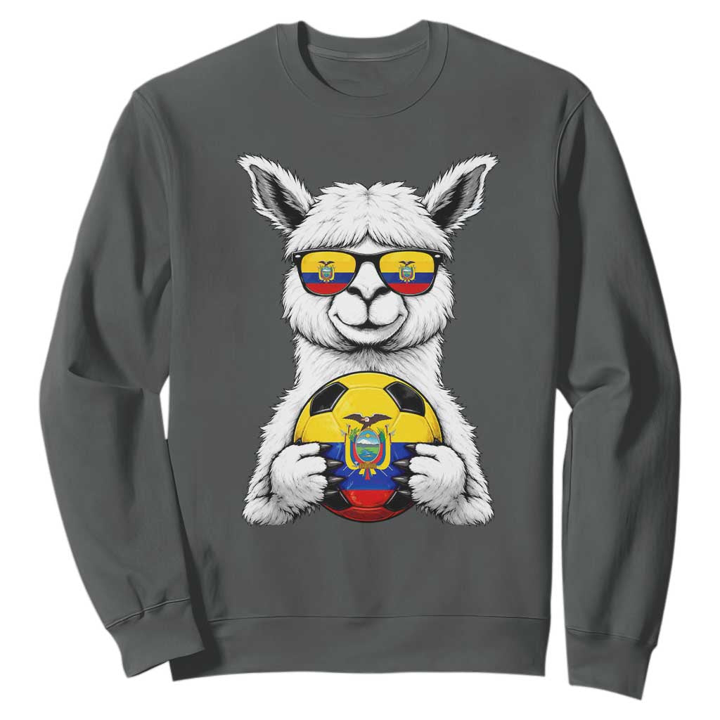 Funny Ecuador Alpaca Soccer Lover Sweatshirt South American Pride Gift TS12 Dark Heather Print Your Wear