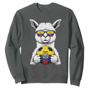 Funny Ecuador Alpaca Soccer Lover Sweatshirt South American Pride Gift TS12 Dark Heather Print Your Wear