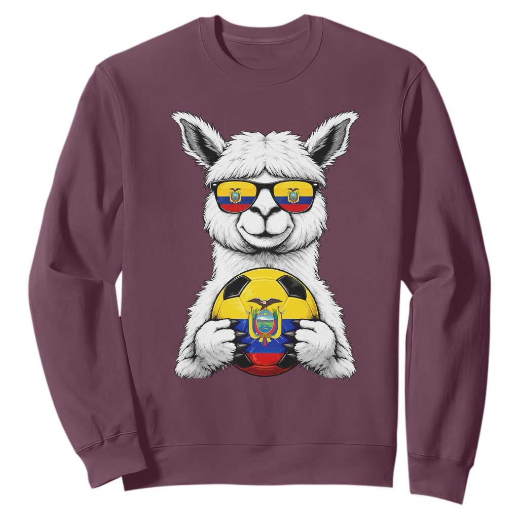 Funny Ecuador Alpaca Soccer Lover Sweatshirt South American Pride Gift TS12 Maroon Print Your Wear