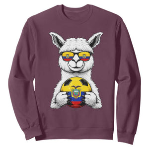 Funny Ecuador Alpaca Soccer Lover Sweatshirt South American Pride Gift TS12 Maroon Print Your Wear