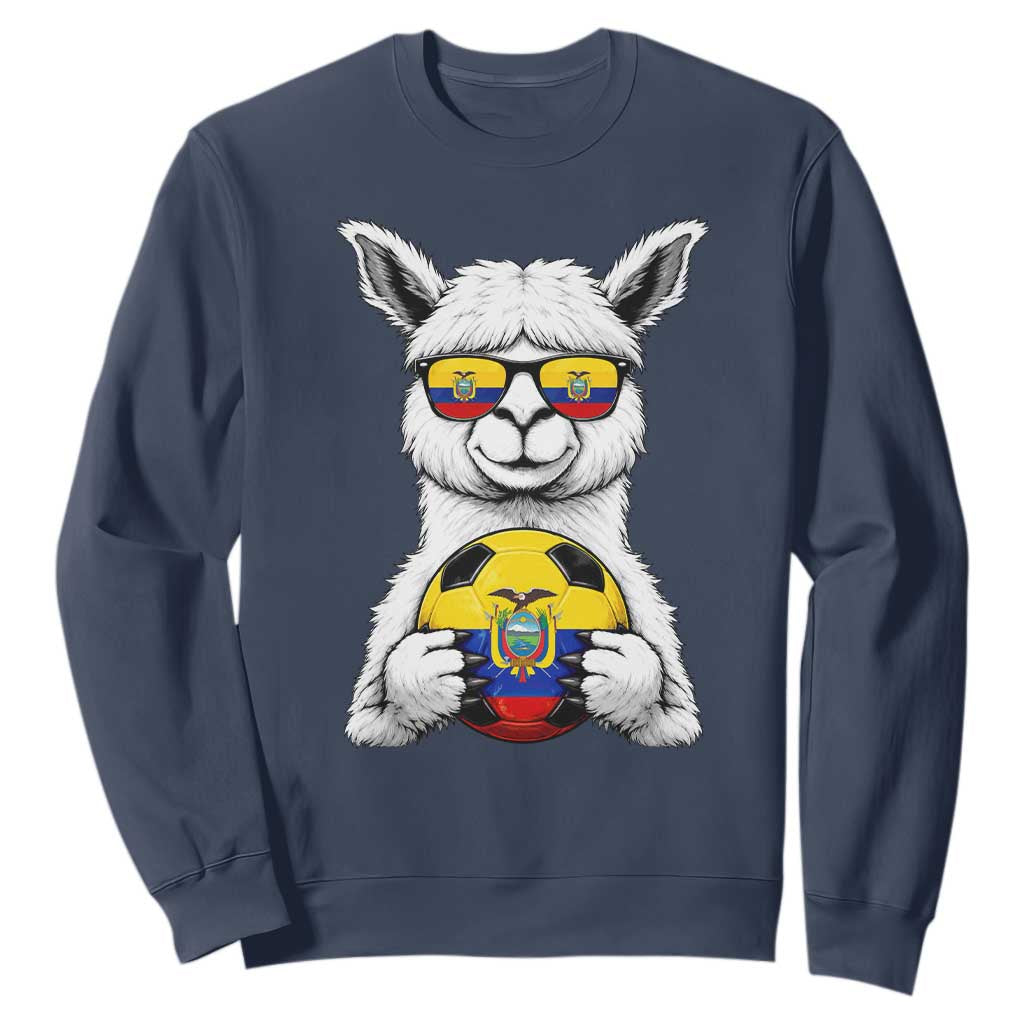 Funny Ecuador Alpaca Soccer Lover Sweatshirt South American Pride Gift TS12 Navy Print Your Wear