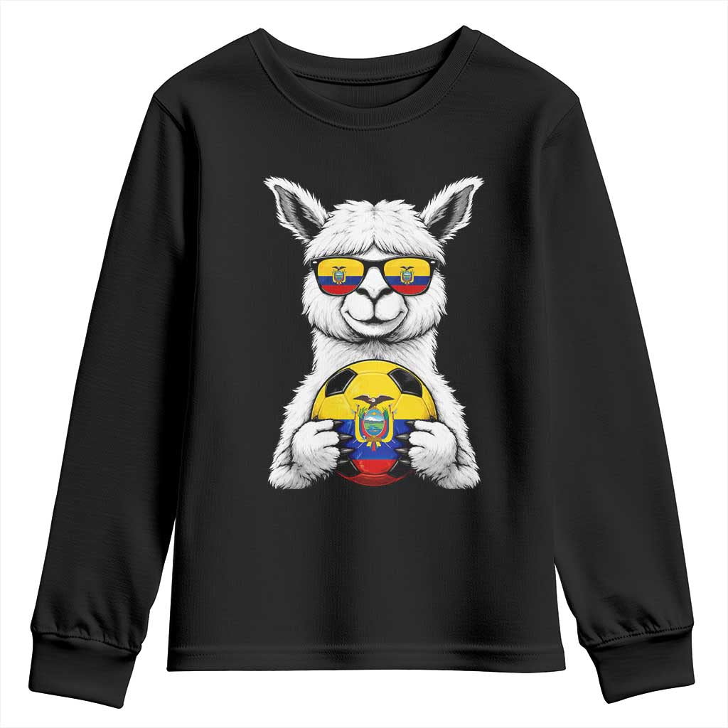 Funny Ecuador Alpaca Soccer Lover Youth Sweatshirt South American Pride Gift TS12 Black Print Your Wear