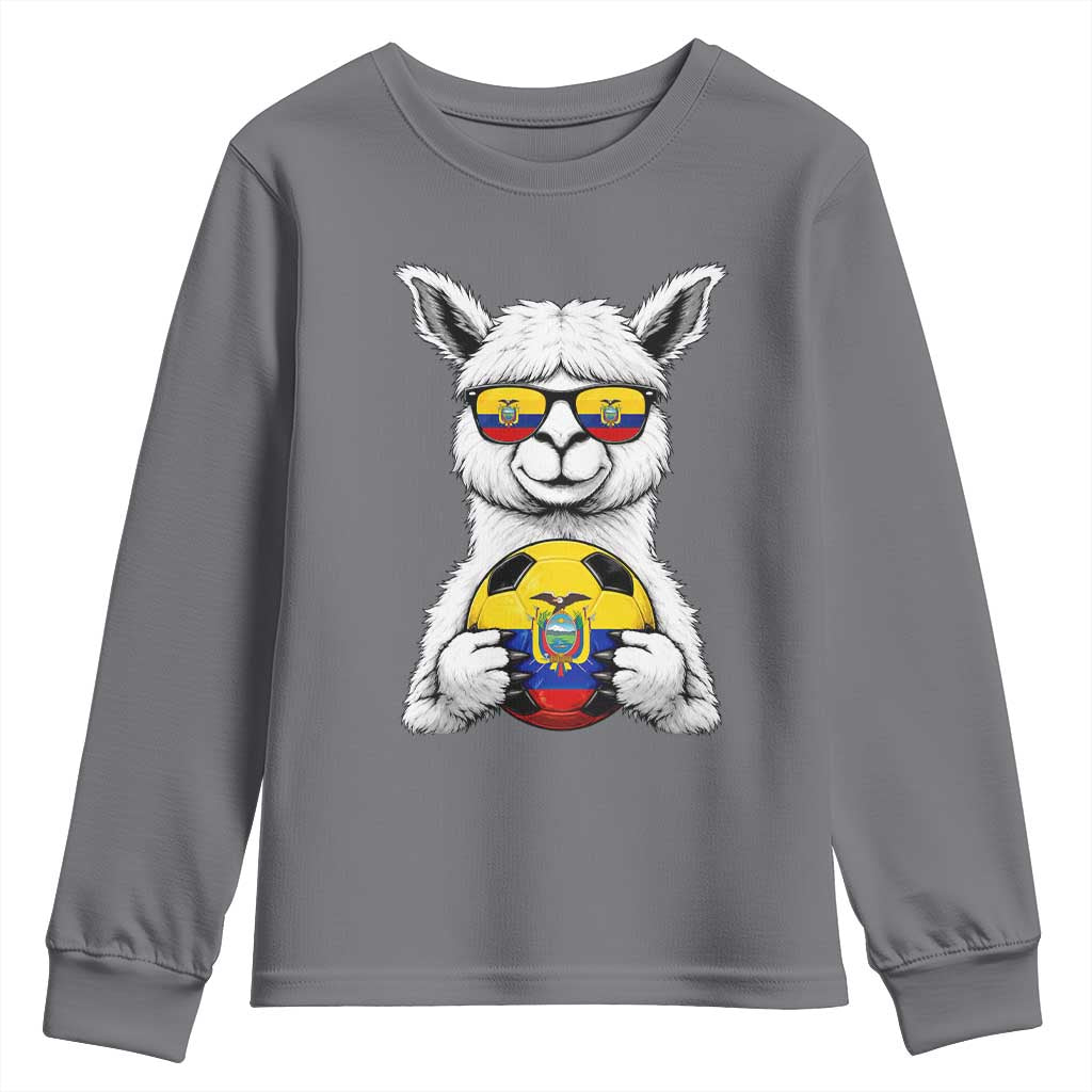 Funny Ecuador Alpaca Soccer Lover Youth Sweatshirt South American Pride Gift TS12 Charcoal Print Your Wear