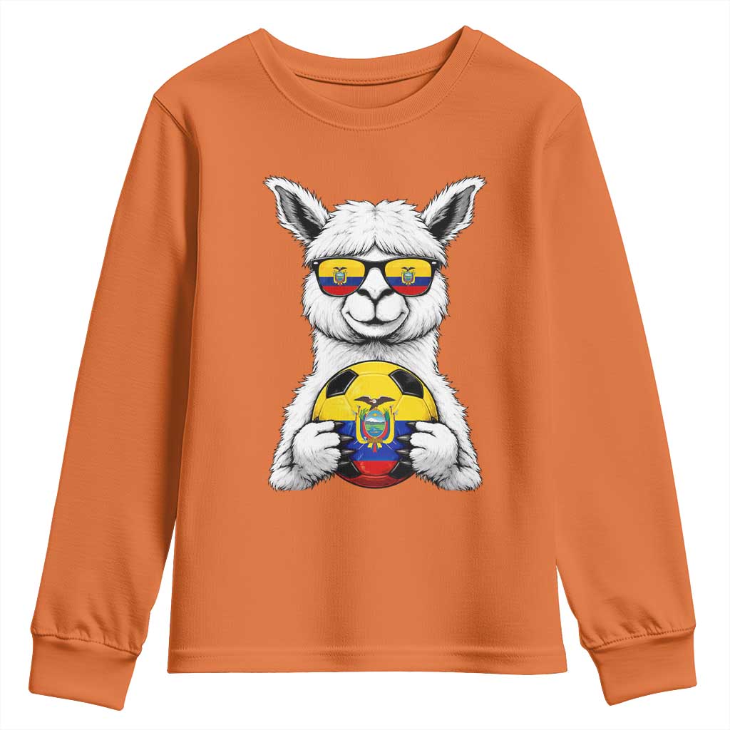 Funny Ecuador Alpaca Soccer Lover Youth Sweatshirt South American Pride Gift TS12 Orange Print Your Wear