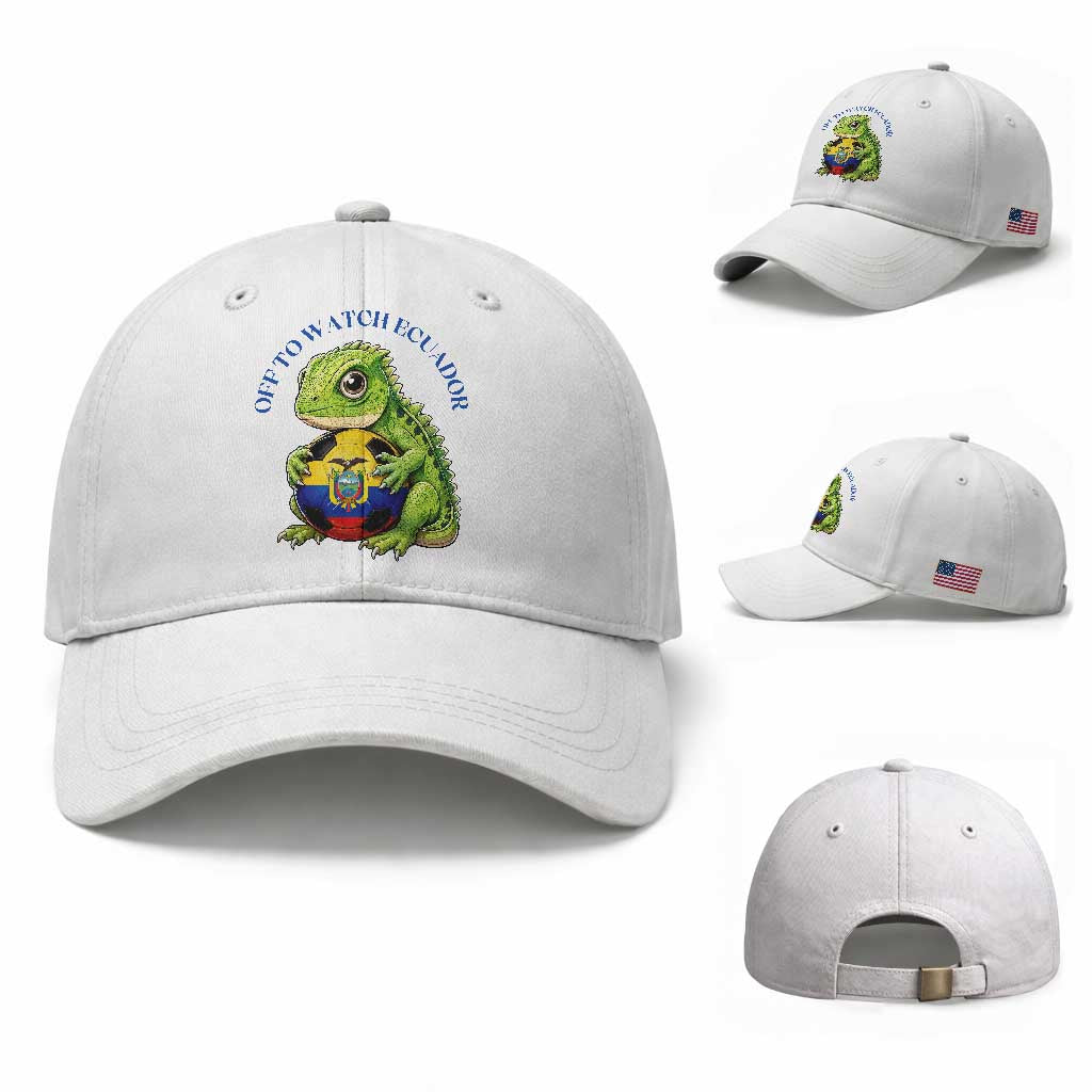 Off To Watch Ecuador Baseball Cap Funny Ecuador Iguana Soccer Fan Gift TS12 Baseball Cap Universal Fit White Print Your Wear
