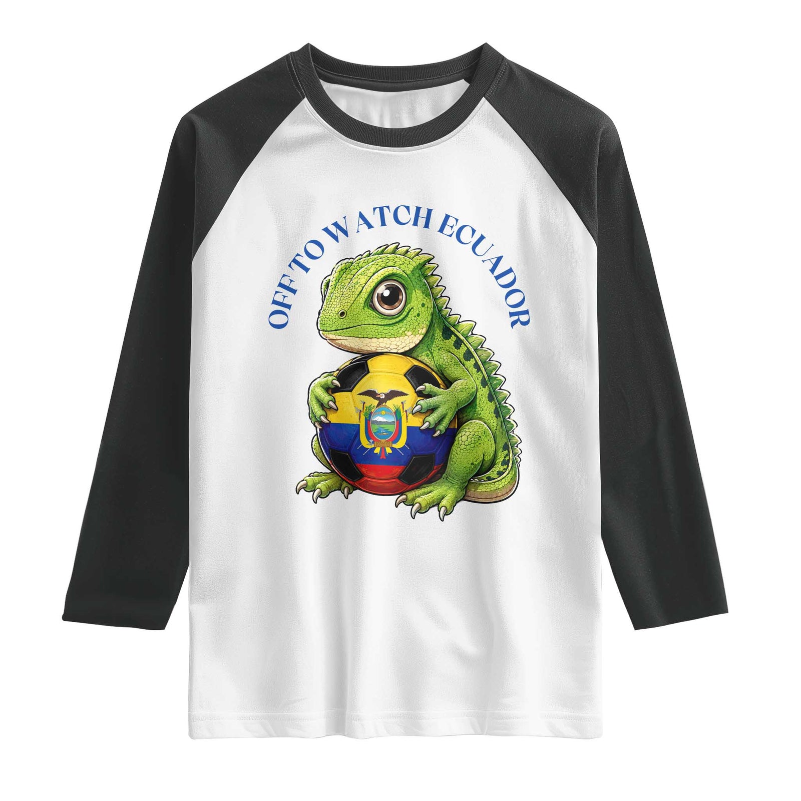 Off To Watch Ecuador Raglan Shirt Funny Ecuador Iguana Soccer Fan Gift TS12 White Black Print Your Wear
