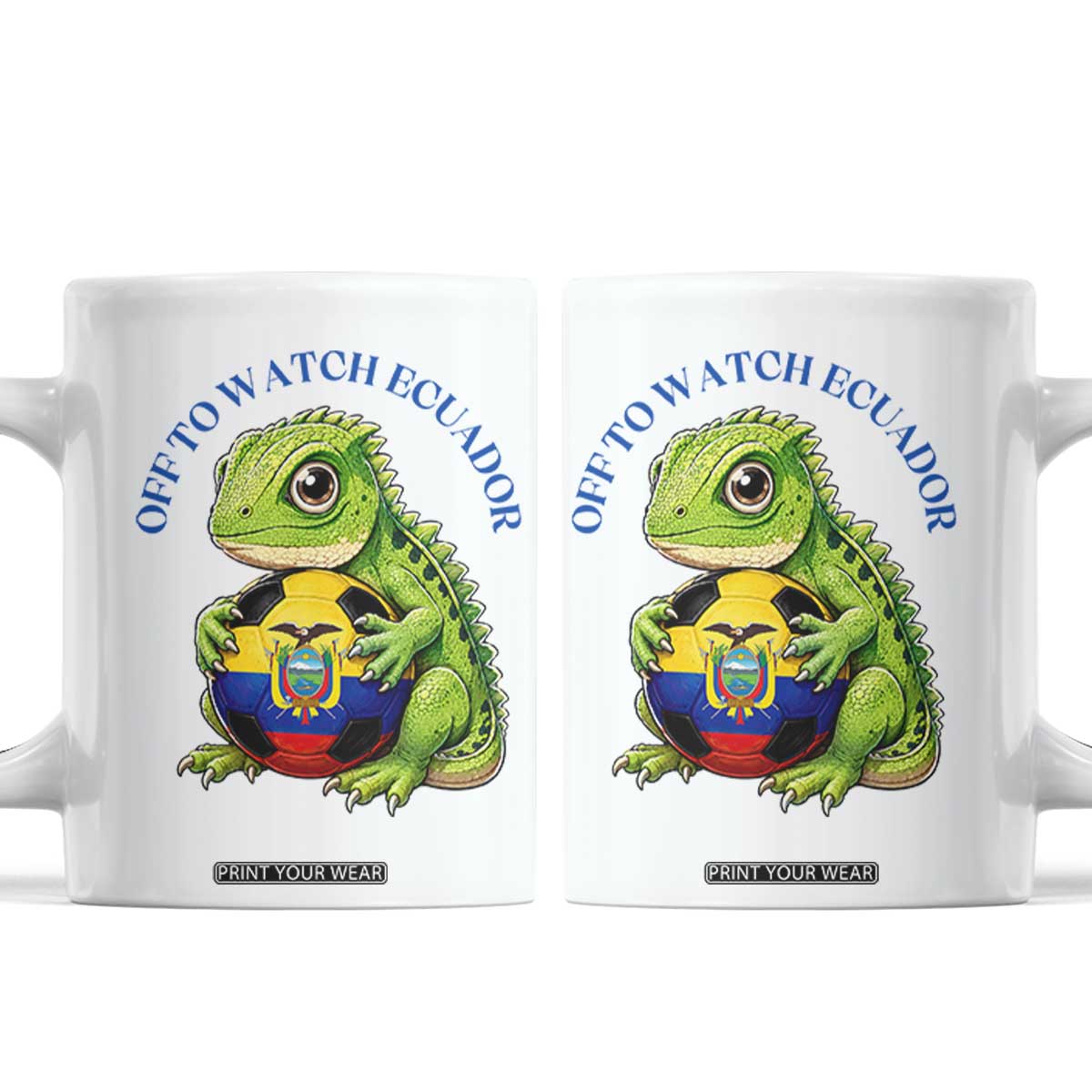 Off To Watch Ecuador Coffee Mug Funny Ecuador Iguana Soccer Fan Gift TS12 White Print Your Wear