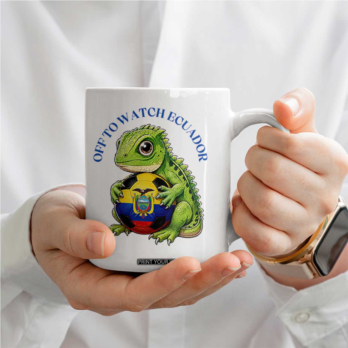 Off To Watch Ecuador Coffee Mug Funny Ecuador Iguana Soccer Fan Gift TS12 Print Your Wear