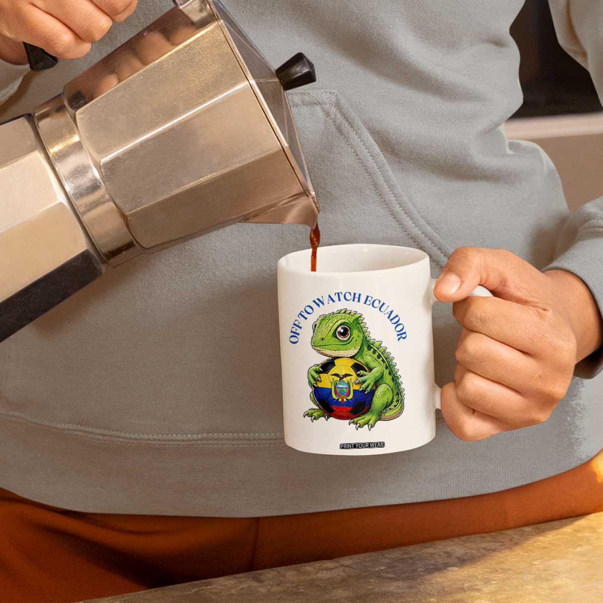 Off To Watch Ecuador Coffee Mug Funny Ecuador Iguana Soccer Fan Gift TS12 Print Your Wear