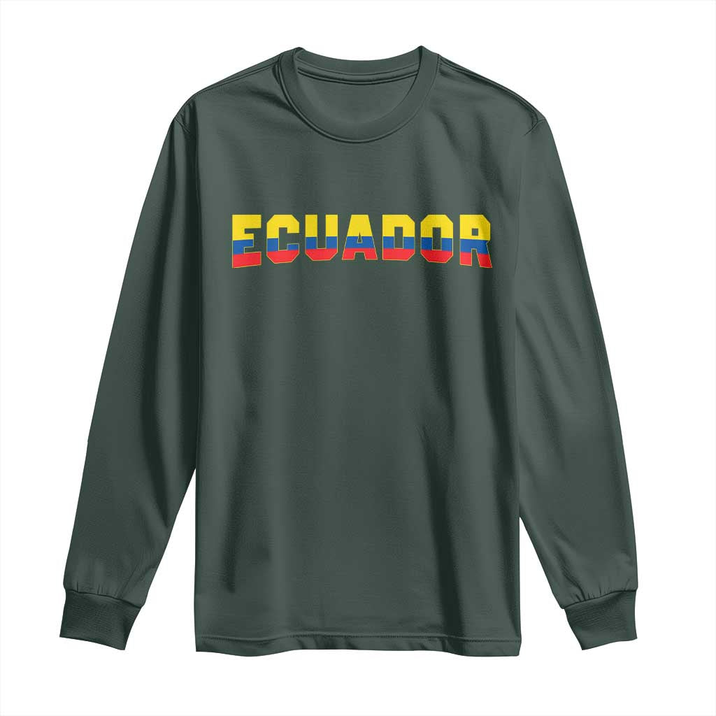 Vintage Ecuador Roots Long Sleeve Shirt Latin Heritage Pride Gift TS12 Dark Forest Green Print Your Wear