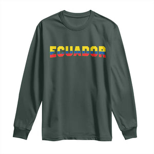 Vintage Ecuador Roots Long Sleeve Shirt Latin Heritage Pride Gift TS12 Dark Forest Green Print Your Wear