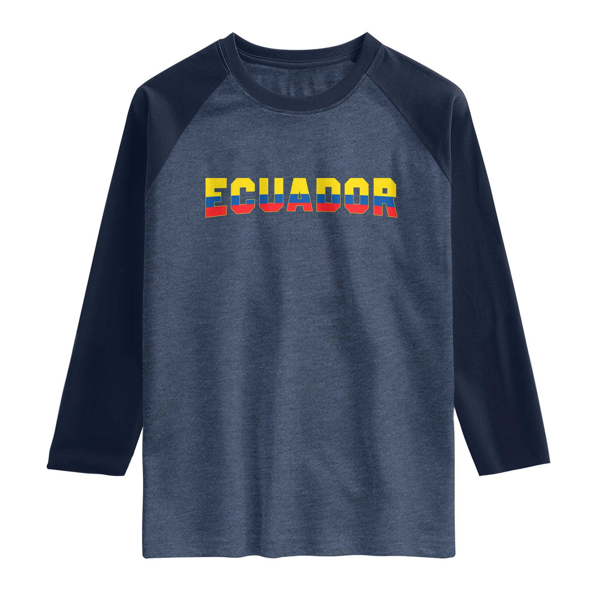 Vintage Ecuador Roots Raglan Shirt Latin Heritage Pride Gift TS12 Heather Denim Navy Print Your Wear