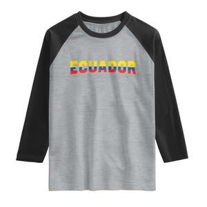 Vintage Ecuador Roots Raglan Shirt Latin Heritage Pride Gift TS12 Heather Gray Black Print Your Wear