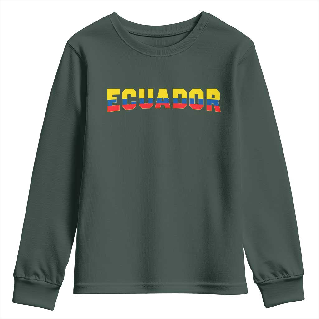 Vintage Ecuador Roots Youth Sweatshirt Latin Heritage Pride Gift TS12 Dark Forest Green Print Your Wear