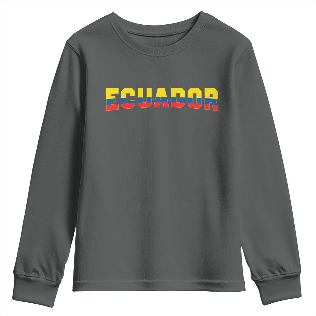 Vintage Ecuador Roots Youth Sweatshirt Latin Heritage Pride Gift TS12 Dark Heather Print Your Wear