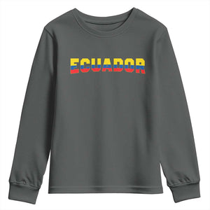 Vintage Ecuador Roots Youth Sweatshirt Latin Heritage Pride Gift TS12 Dark Heather Print Your Wear